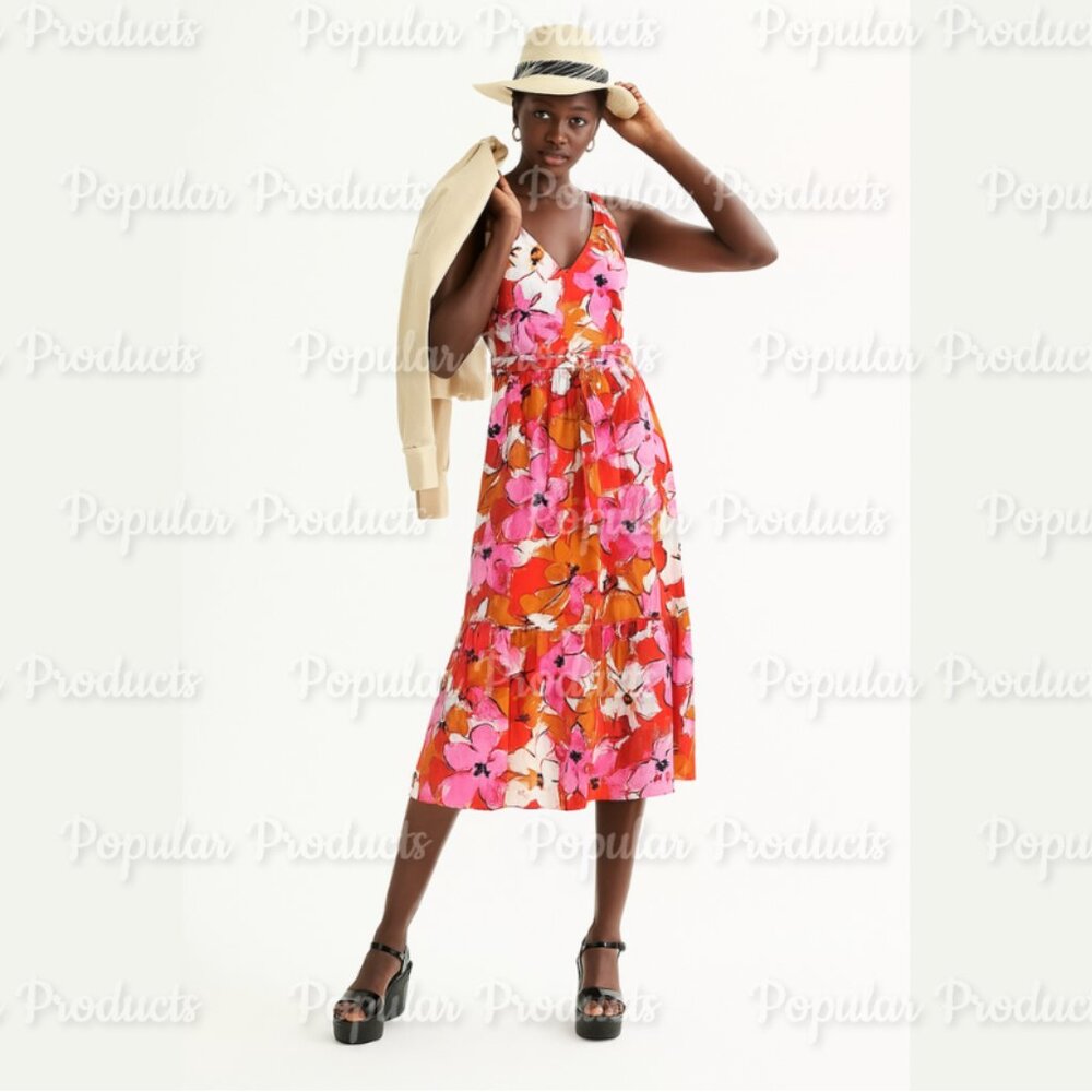 Nine West | Belted Sleeveless Midi Dress, Floral Print